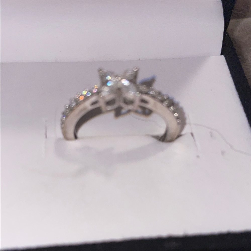 Fine Silver 925 Solid Moissanite Floral Ring - image 5